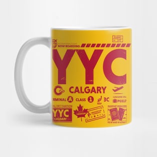 Vintage Calgary YYC Airport Code Travel Day Retro Travel Tag Canada Alt Mug